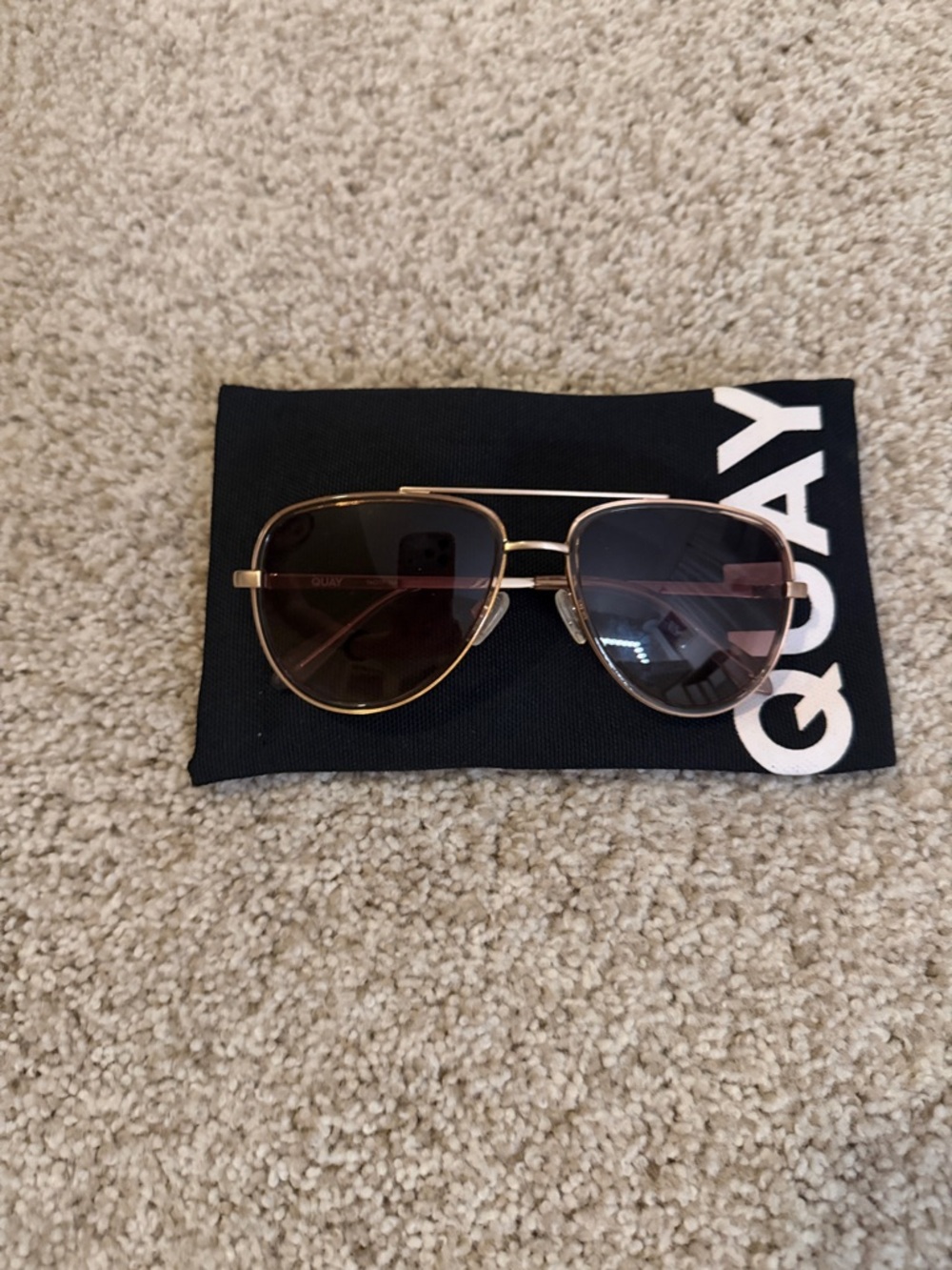 Quay Australia Gold Frame Sunglasses with Brown Lenses